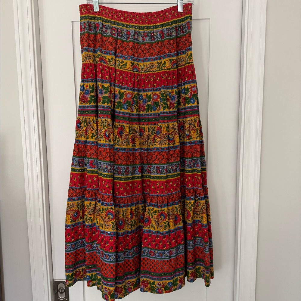 Vintage Willowbend USA Full Maxi Skirt Tiered Prarie Floral Folk Western Medium
